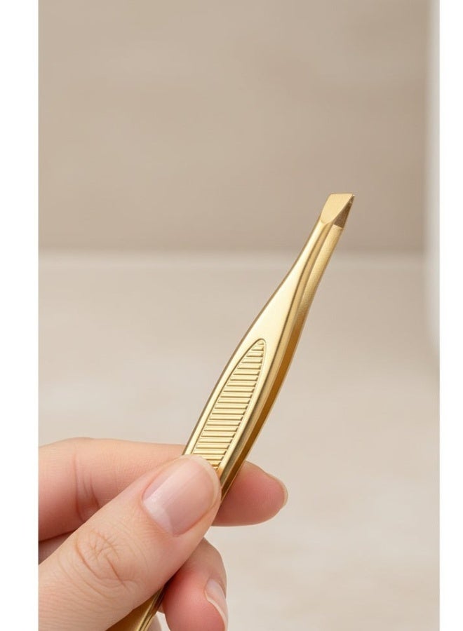 ملاقط ذهبية عالية الدقة - قبضة مانعة للانزلاق، مصنوعة من الفولاذ المقاوم للصدأ المتين، لإزالة الشعر من الجذور بدقة - Image 5